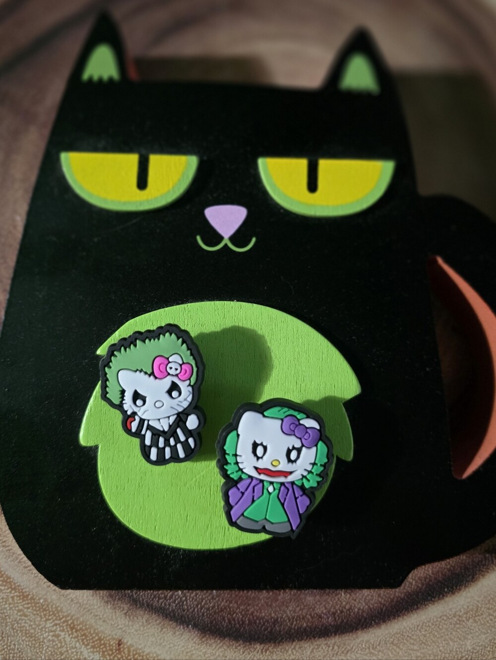 Hello Kitty Joker Cat Croc Charm Duo - Green & Purple